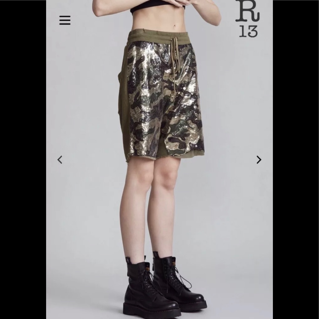 R13 Camo Sequin Harem Shorts Size Xs. New